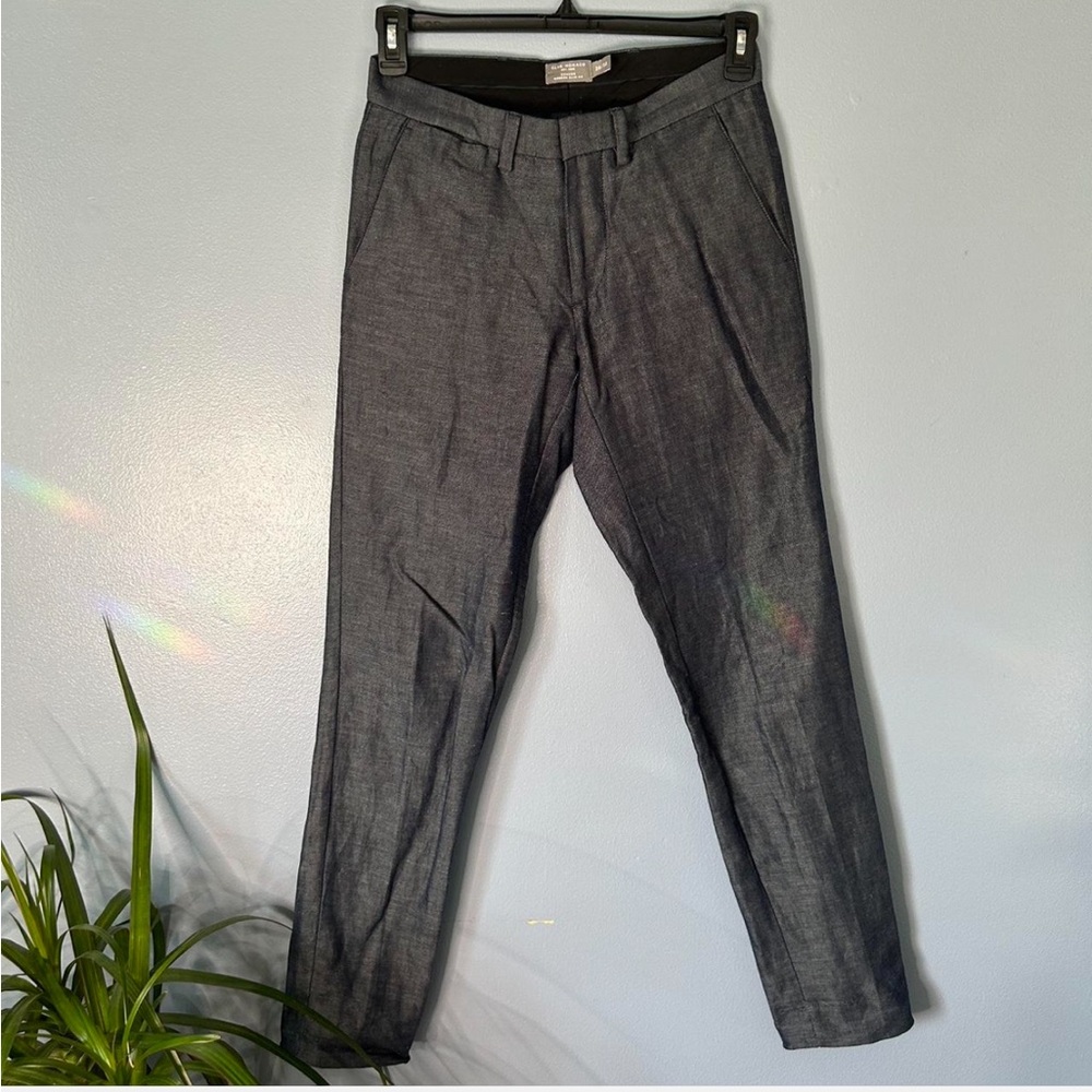 Club Monaco Connor Modern Slim Fit Gray cotton & linen trousers